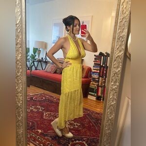 Amanda Uprichard yellow and pink silk chiffon midi dress. Size S. New w/o tags.